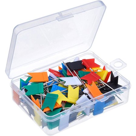 100 stk kartflagg-knappenåler i tilfeldige farger