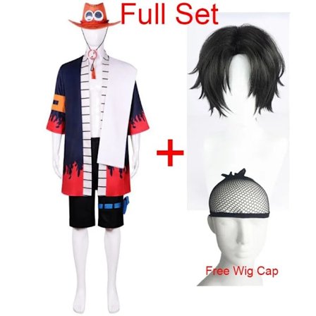 One Piece Portgas D Ace Cosplay Kostym Vuxen Anime Kimono Set W
