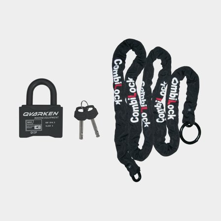 Låsepakke klasse 3 med hængelås Qvarken (51 mm x Ø12 mm) & låsekæde klasse 3 Combilock (240 cm x Ø8.5 mm)