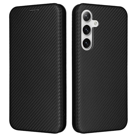 SKALO Samsung S24+ Carbon Fiber Lompakkokotelo - Musta