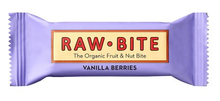 Rawbite Frugt- og nøddebar Glutenfri Ø Vanilla Berries 50 g, Helse & Madvarer, Snacks, Barer