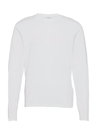 Slhtatum Ls O-Neck Tee W Ex White Selected Homme