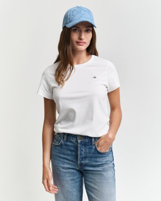 GANT - Klassisk t-skjorte med shield-logo til dame white