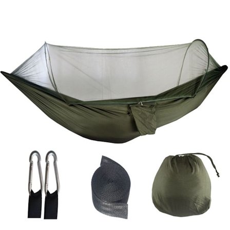 Hängmatta Enkel och Dubbel Myggnät (Armégrön)
