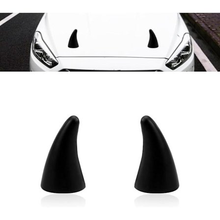 2 ST Bil Takdekoration Djävulshorn, Söta Kreativa 3D Tredimensionella Horn Exteriörlister, Huv Stötfångare Anti-Kollisionsskydd Elasticitetsdekaler,