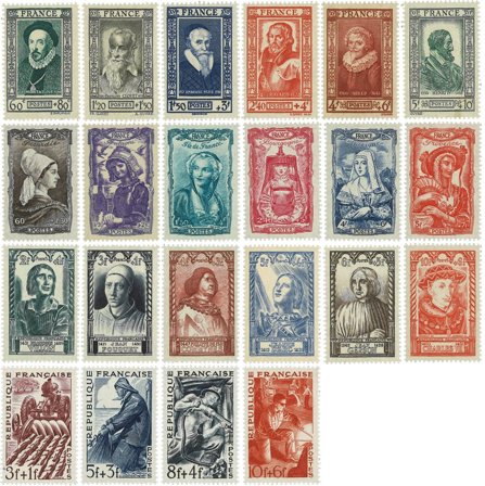 Frankrig 1943-1949 - 4 set - Kendte personer - Postfrisk