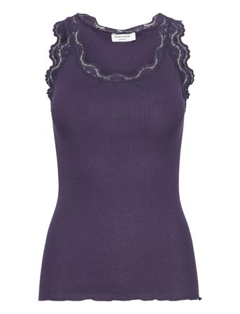 Silk Top W/ Lace T-shirts & Tops Sleeveless Lilla Rosemunde*Betinget Tilbud