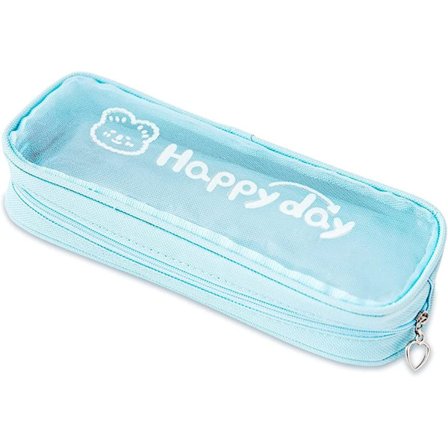 Sød gennemsigtig penalhus, stor kapacitet mesh lynlås pung,