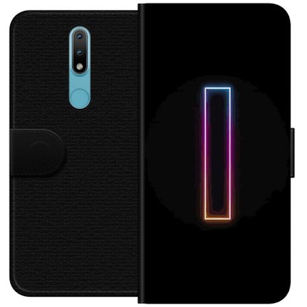 Kompatibelt Lommeboketui til Nokia Nokia 2.4 Minimalistisk neonbokstav I i regnbuefarger mot mørk bakgrunn