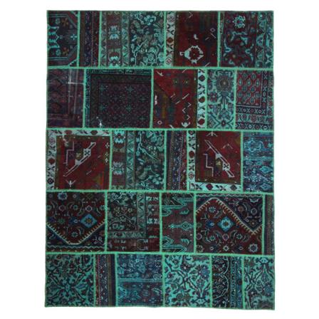 Handknuten Orientaliskt Patchworkmatta Ull/Garn 167x220cm Grön