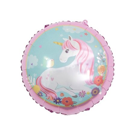 Folieballon Enhjørning, Rund, 45 cm - Tinka