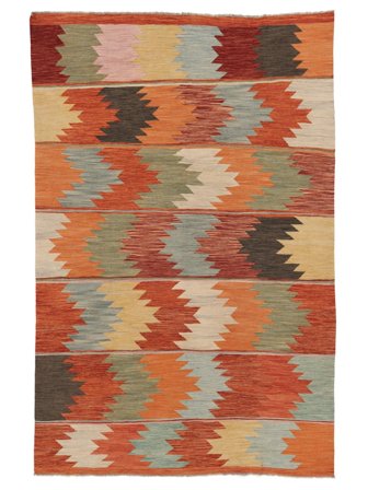 Handgewebt Kelim Modern Teppich 195X300 Braun/Dunkelrot