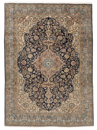 235X325 Tapete Oriental Ghom Kork/Seda Castanho/Preto (Lã, Pérsia)