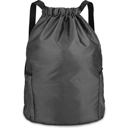 Gymbag med snøring, Gymsekk, Ryggsekk med snøring, Unisex PE-vesker med snøring og ytterlomme med glidelås, Sportsgymsekk med to sidelommer, Stor