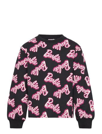 Tnbarbie Sweatshirt Aop Tops Sweatshirts & Hoodies Sweatshirts Black The New