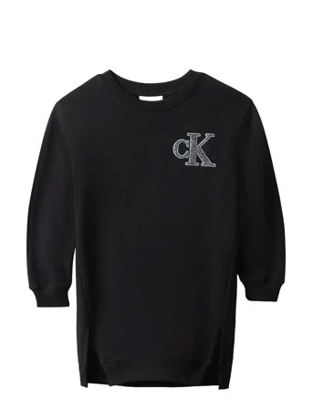 Towling Monogram Terry Ls Dress Black Calvin Klein