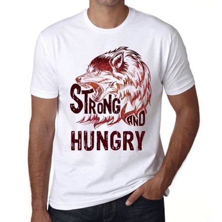Strong and Hungry Wolf T-shirt för män – Strong Wolf And Hungry – Vintage T-shirt