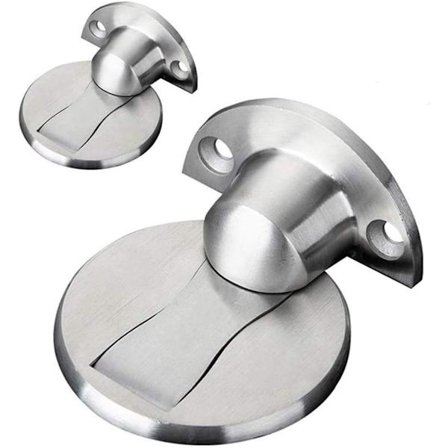 Dörrstopp, 2-pack osynlig magnetisk dörrstopp, kraftig golvmonterad magnetisk dörrhållare dörrhållare kommersiell dörrstopp för säkerhet, silver