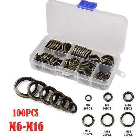 M6-m16 Mekanisk ettermontering pakning tetning Høytrykkspakning Høytemperatur rørledning Ventil O-ring pakning 100 stykker