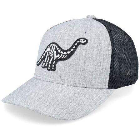 Kiddo Cap - Grå trucker Keps - Kids Brachiosaurus Skeleton Heather Grey/Black @ Hatstore