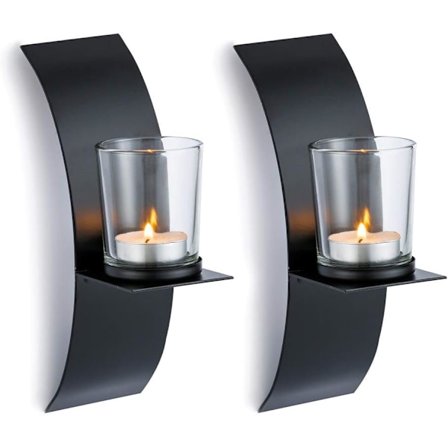 2 stk. Vintage Stil Vægholder til Lys, Sort Kreativ Jern Lysestager, Hjemmehave Vægdekorationer