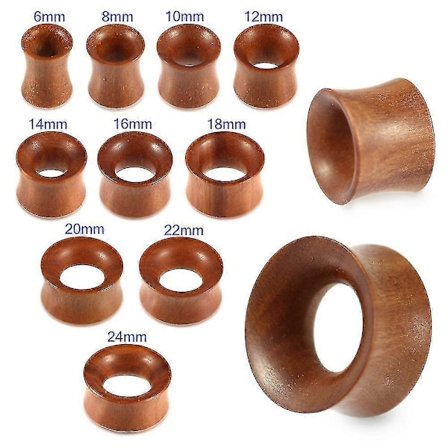 1/2 tum (12 mm) Dubbel Flare Organisk Naturlig Teak Trä Gauge Tunnel Öronplugg-Yvan