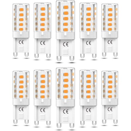 10 stk G9 LED-pære Dimbar 5W Varmhvit 3000K G9 LED-lamper Halogen tilsvarende 50W AC110/220V [Energiklasse F]_GOD[GPA]