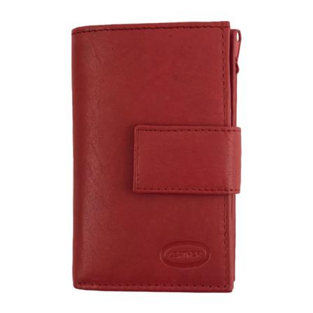 Medelstor läderplånbok med 18 kortfack Röd one size