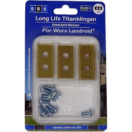 Titanium Rustfritt Stål Erstatningsblader for Worx Landroid Roboter 9 Stykker med Skruer Gressklipper