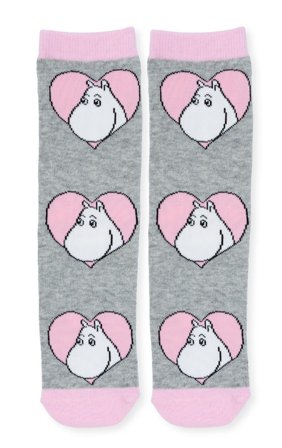 Mummi Sokker Mummitrollet Hjerte-Grå Dame str.36-42