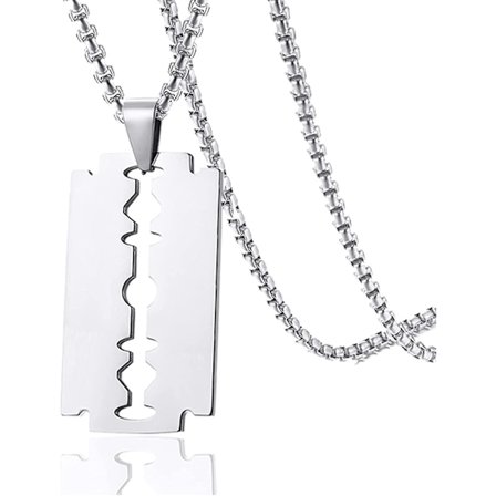 Hip Hop Titaani Teräs Terä Malli Dog Tag Riipus Partaveitsi Kaulakoru, 24" Ketju