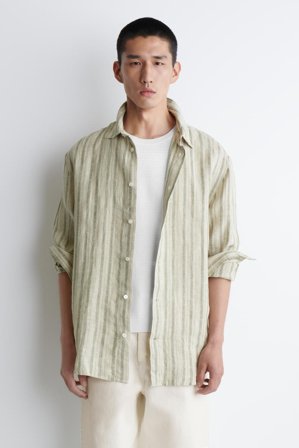 COS Men's Relaxed Linen Shirt in Beige