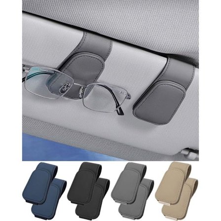 (Grå) 2 stk. solskærm til bilbriller, læder solskærm til bilbriller, til billetkort