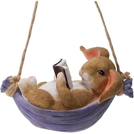 Jänispatsas Pihan Puutarhakoristeisiin, Söpö Jänis Lukee, Eläinfiguuri Ulkokäyttöön