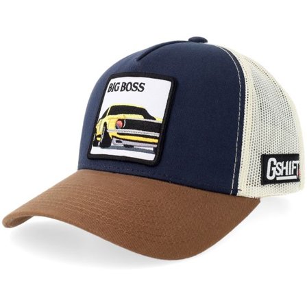 Gearshift - Blå trucker Keps - American Big Boss Muscle Navy/Stone/Brown A-frame Trucker @ Hatstore