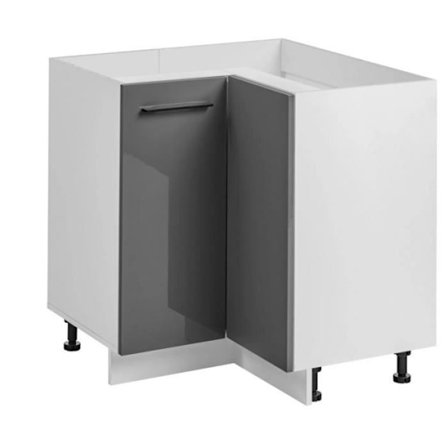 Bordhøjskab til køkken - Deconation - Vinkeloverskab til køkken "Frida" - Grafitgrå/Hvid - L 90 x H 81 x P 46 cm