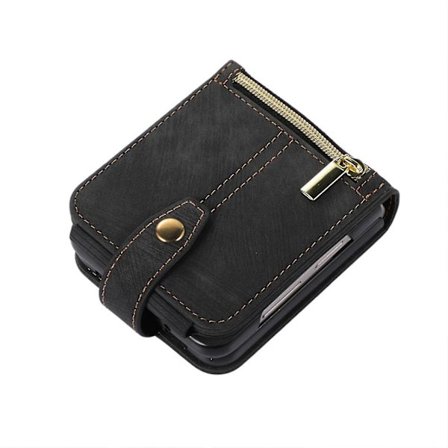 Läderfodral Kompatibelt Samsung Galaxy Z Flip 4 Med Kortplats & Crossbody-Snöre, Telefonväska Telefonplånbok