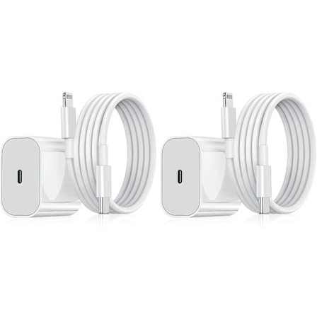 2-pack - Laddare Till Iphone - Snabbladdare - Adapter + Kabel 20w Vit 2-pack Iphone