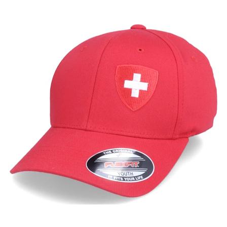 Forza - Červená flexfit Kšiltovka - Kids Switzerland Flag Shield Red Flexfit @ Hatstore