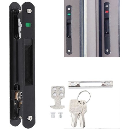 Skyvedørlås, Dørlås, Skyvevinduslås, Vinduskrok Enkel Dobbeltsidig Lås for Mobile Dører, Vinduer, Skyvedører i Glass