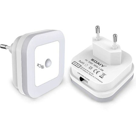 Dimmable Led Night Light With Motion Sensor Set Of 2 Nightlight Sockets Continuously Adjustable Brightness 3 Modes (auto/on/off) Orientation Light Nur