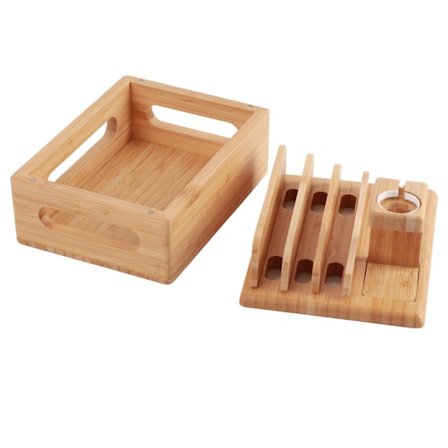 Bambu-laitejärjestäjä Ständi Matkapuhelin Tabletti Kelloteline Työpöydän Säilytyslaatikko Lahjat