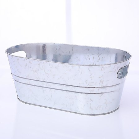 Heavy-duty oval rustfrit ståldrikkekar - Metal is- og drikkebeholder, stor drikkekøler til fest 15l [DM]