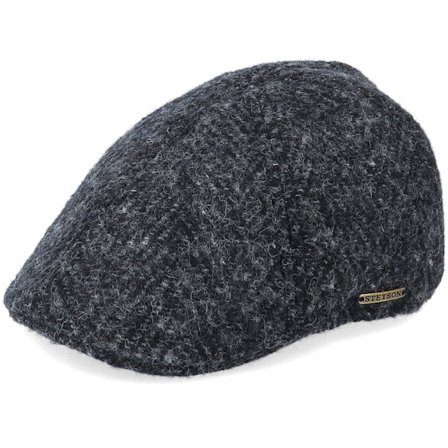 Stetson - Black - flatcap - Cap - Texas Duck Shape Texas Herringbone Black Flat Cap - Hatstore