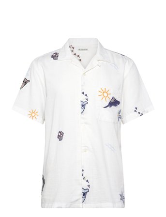 Knowledge Cotton Apparel | Box Fit Short Sleeve Shirt With Emb | L