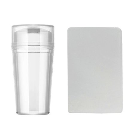 1 sæt Nail Art Stamper med negleskraber, aftageligt design, transparent silikone negle-stamper, manicureværktøj til professionel brug, QinHai