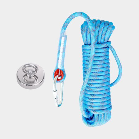 Kit para pesca magnética NOCK Caça ao Tesouro Base, íman de neodímio unilateral (Ø60 mm / capacidade de elevação 150 kg) + trava de rosca, 5 ml + cabo