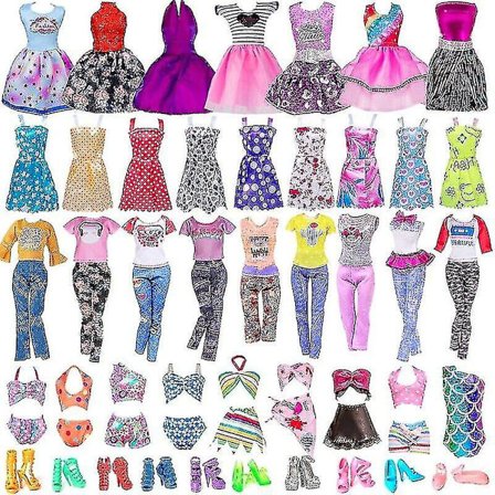 32 kpl Barbie-nuken vaatteita, toppeja, housuja, mekkoja, kenkiä, muotiasusteita, juhlatarvikkeita, lasten tyttöjen leluja, lahjoja