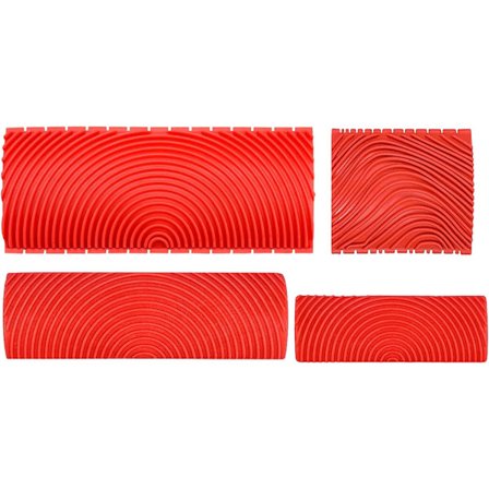 4 stk. trækornværktøj, træeffekt korn til dekoration - rød, gummitrækornværktøj træeffekt korn til dekoration