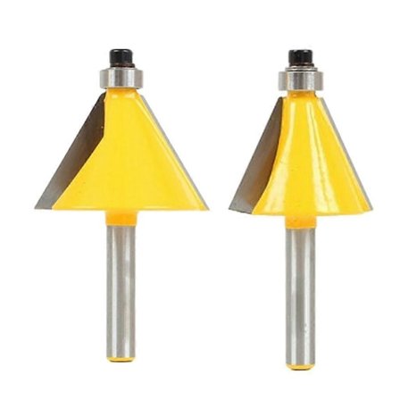 2 Stk. 15 Graders & 30 Graders Affasningskantformende Overfræser - 1/4" Skaft [db]